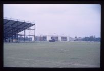 Field, stadium, and building. April 1973. 